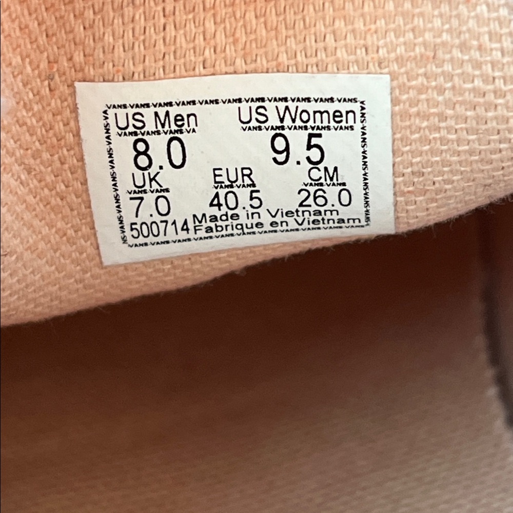 Vans Unisex Rose Gold Shimmer Slip Ons M8 W9.5 - Picture 6 of 8